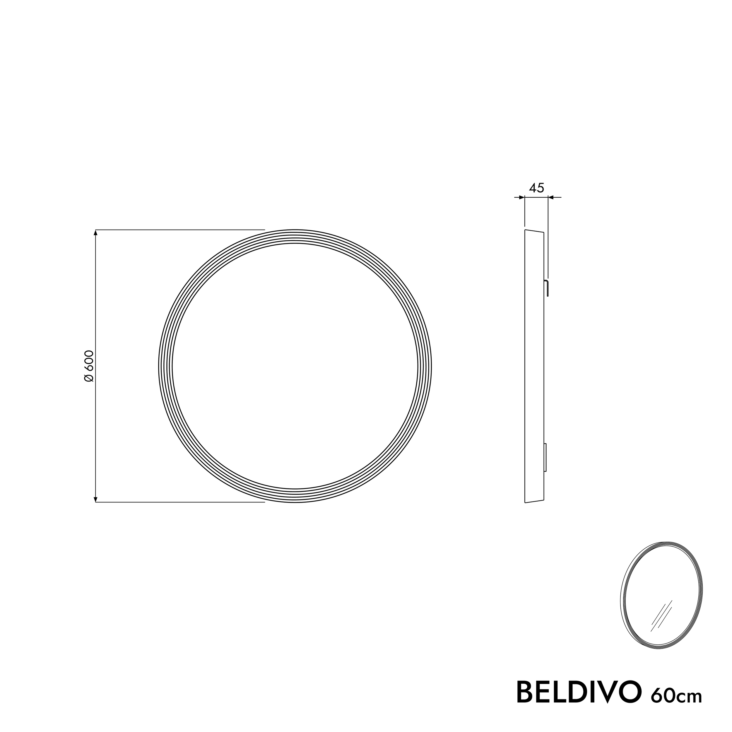 LED koupelnové zrcadlo BELDIVO kulaté - 60 cm