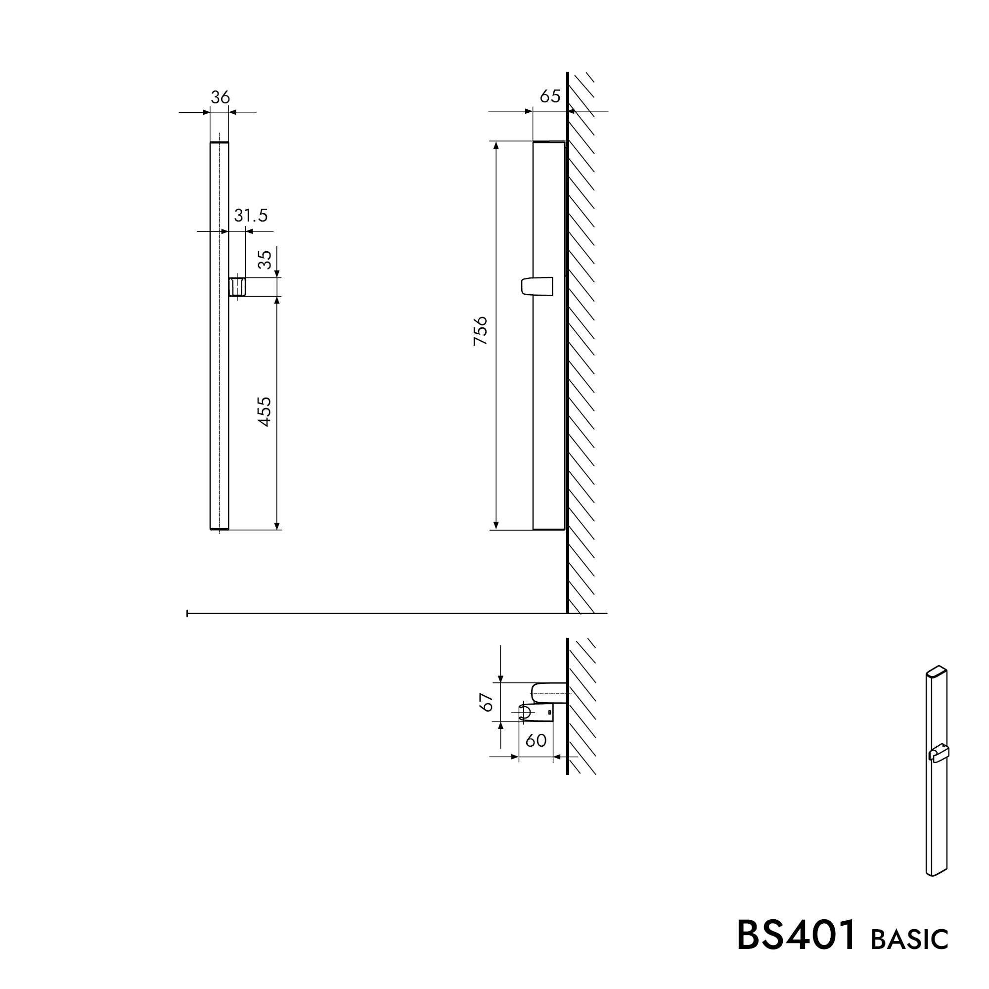 Sprchová lišta BS401 BASIC