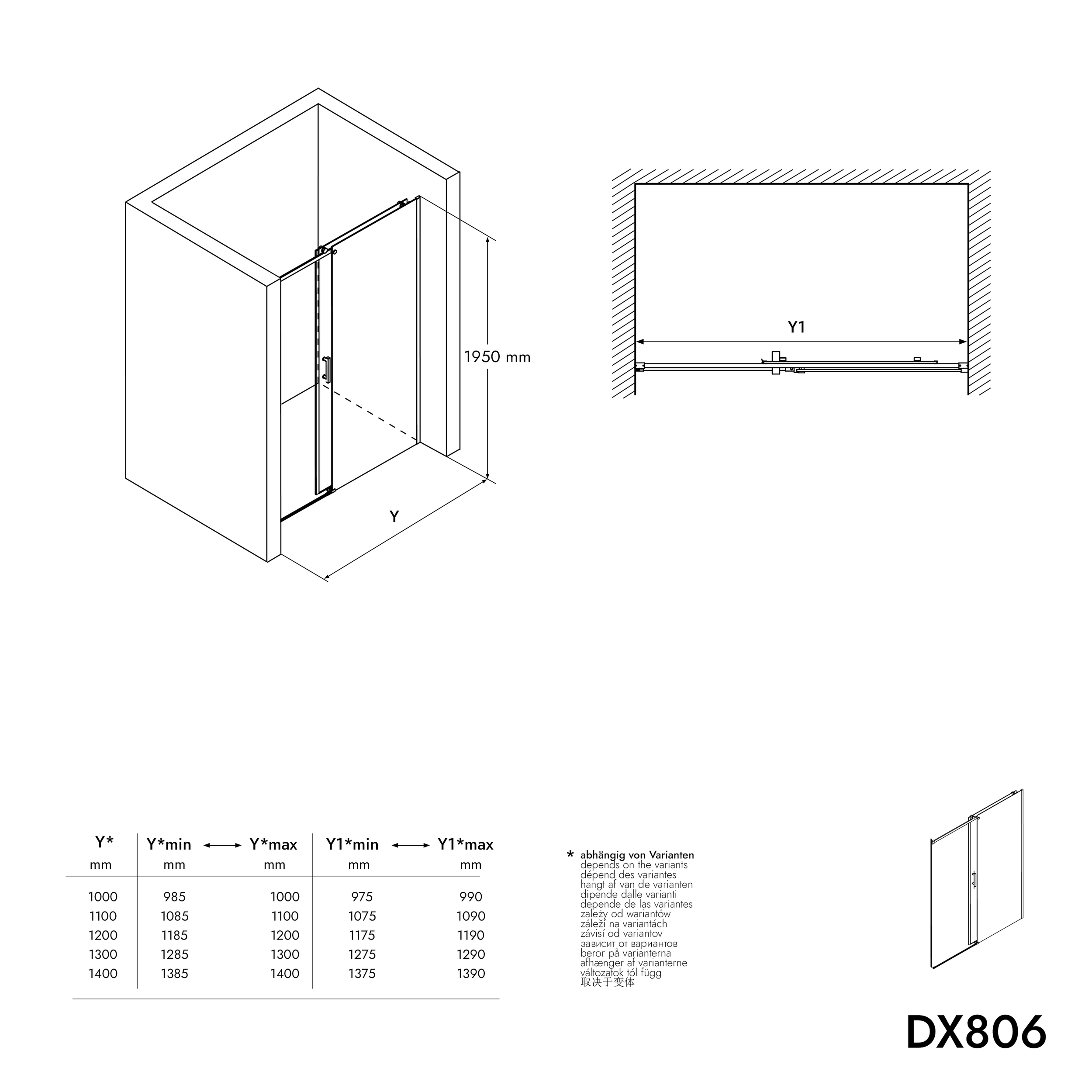 Sprchové dveře FLEX DX806A - posuvné - 6mm sklo - Nano ochrana - různé šířky