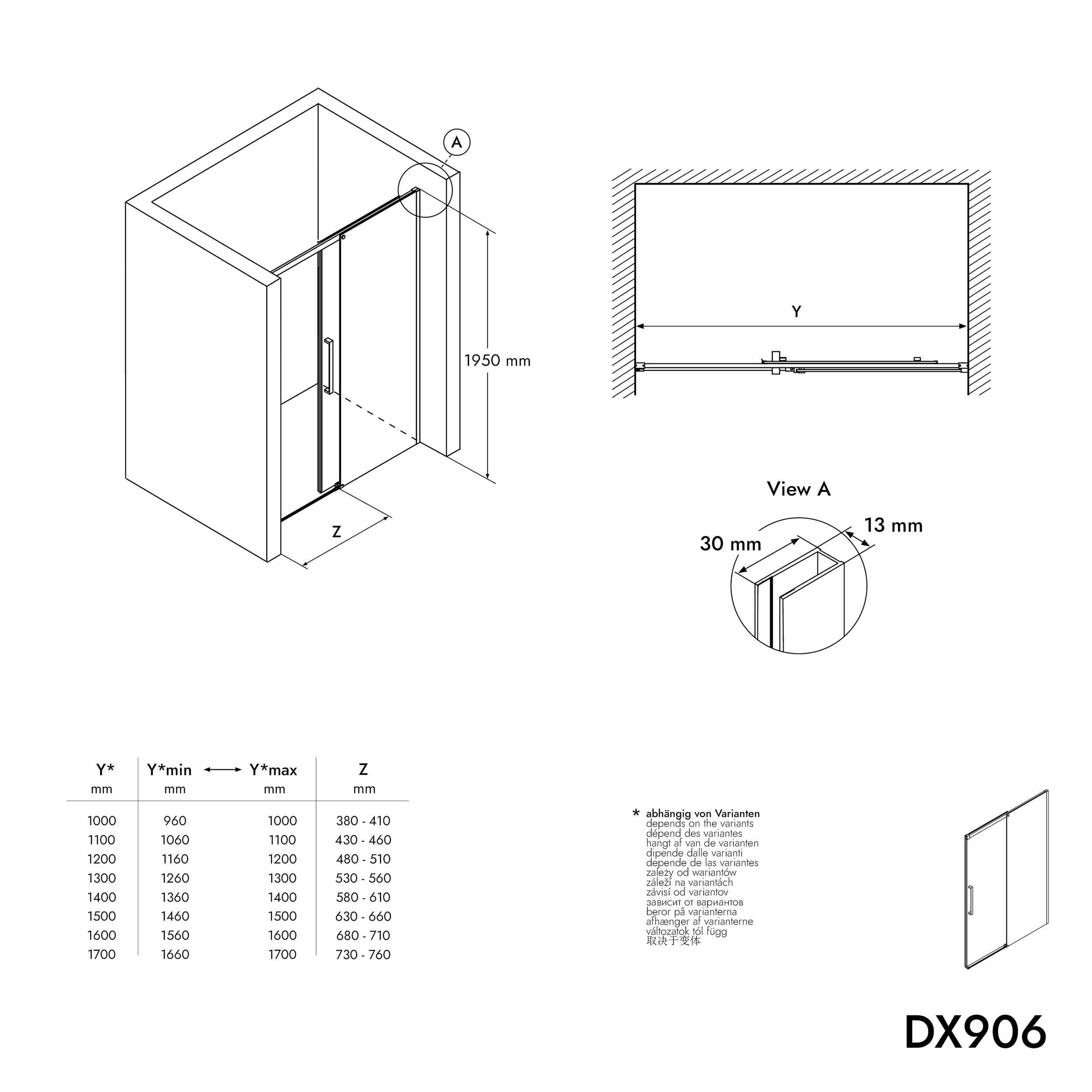 Sprchové dveře DX906 FLEX - posuvné Soft-close - 8mm sklo - Nano ochrana - různé šířky