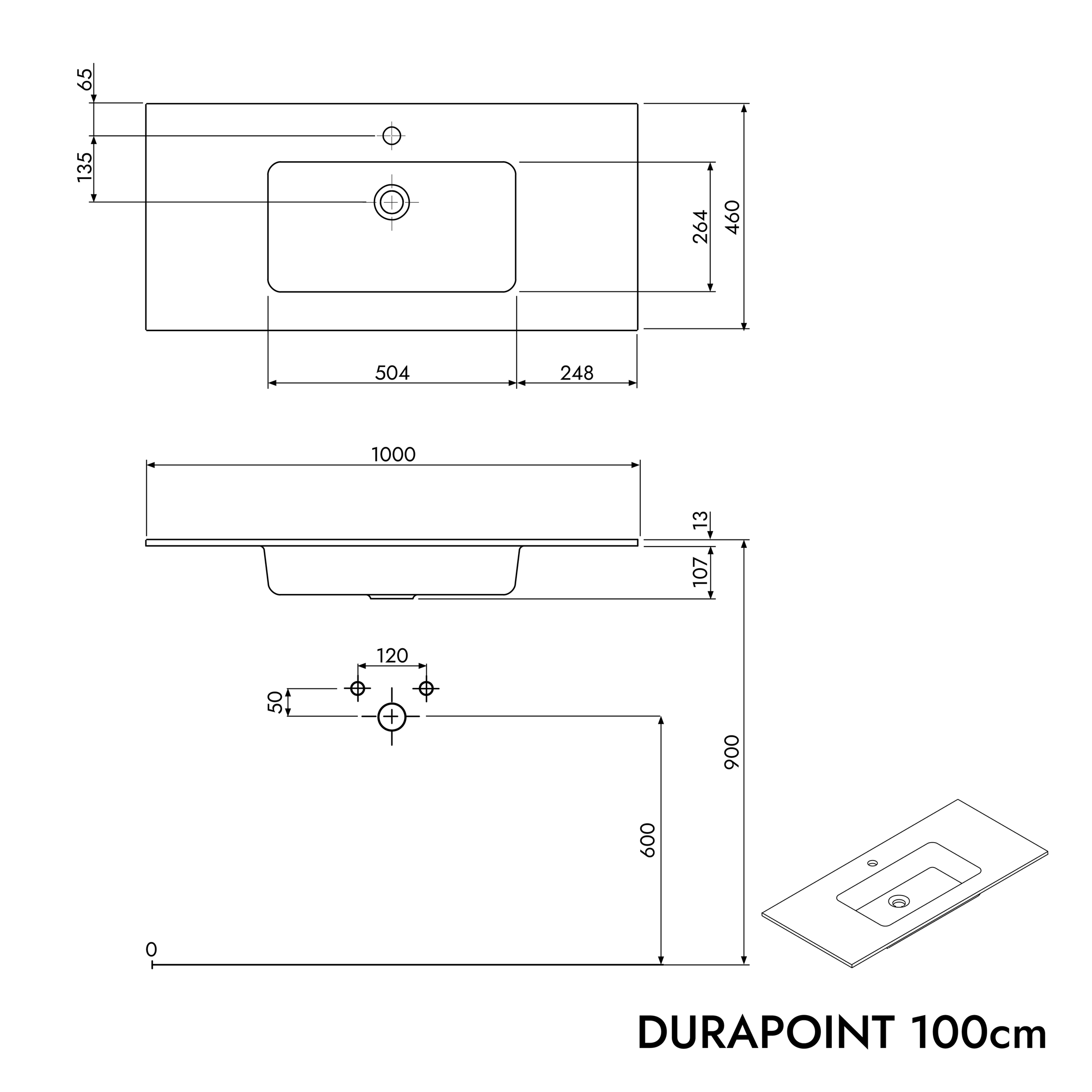 Duravit umyvadlo s umyvadlovou skříňkou TIM 100 cm