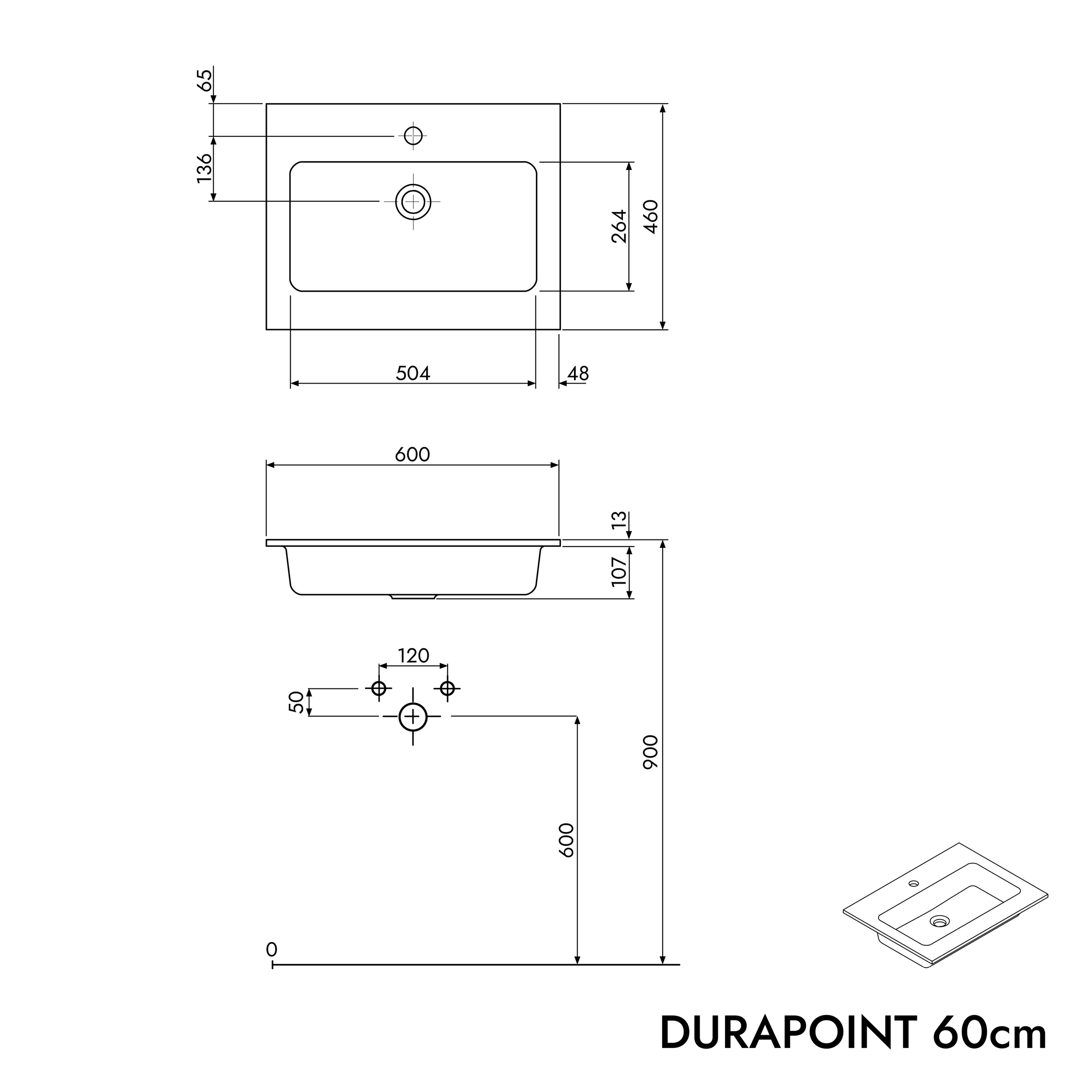 Umyvadlo Duravit s umyvadlovou skříňkou TIM 60 cm