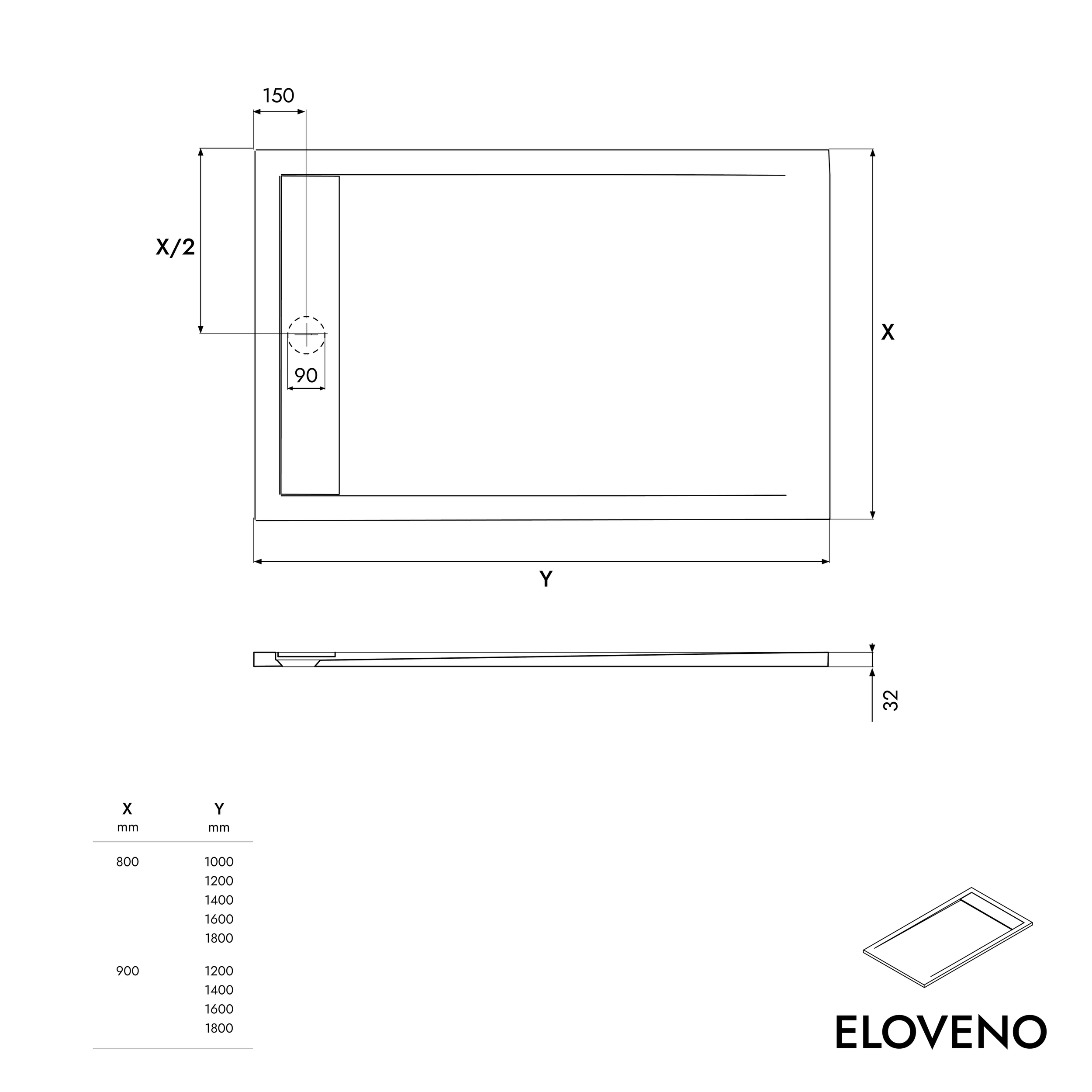 Duravit sprchová vanička plochá Eloveno