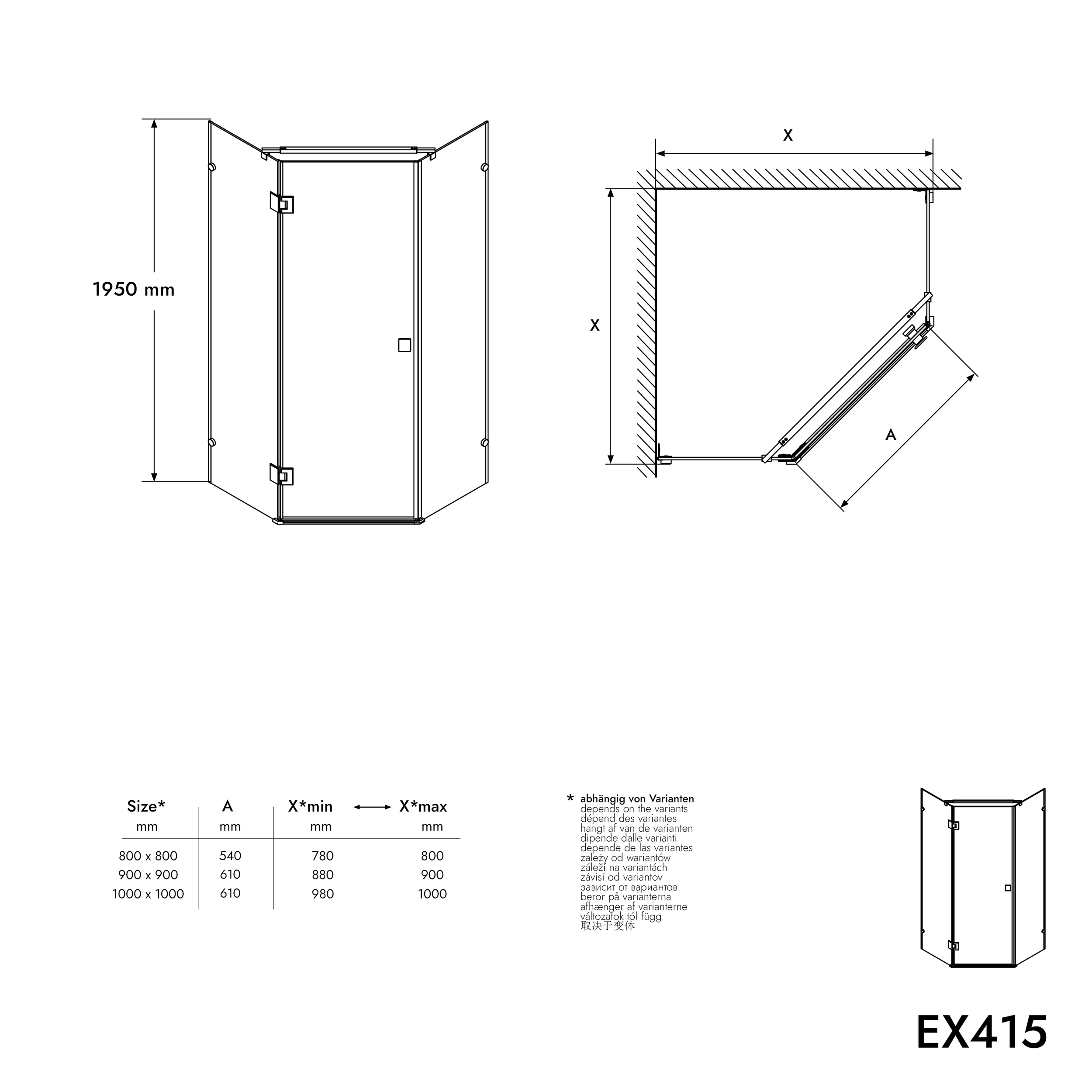 Sprchový kout pětiúhelníkový EX415