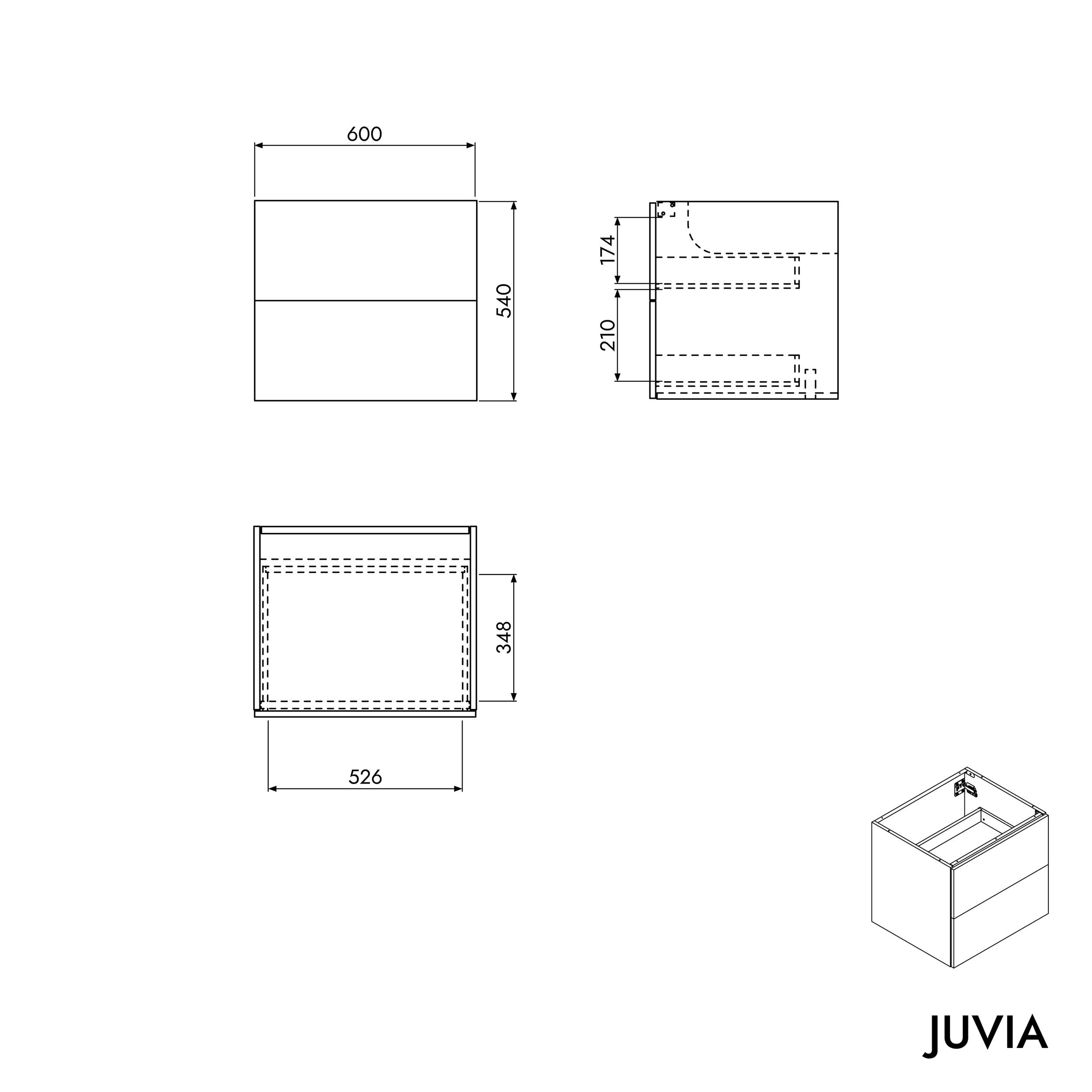 Skříňka pod umyvadlo JUVIA Shift 120 cm až 160 cm