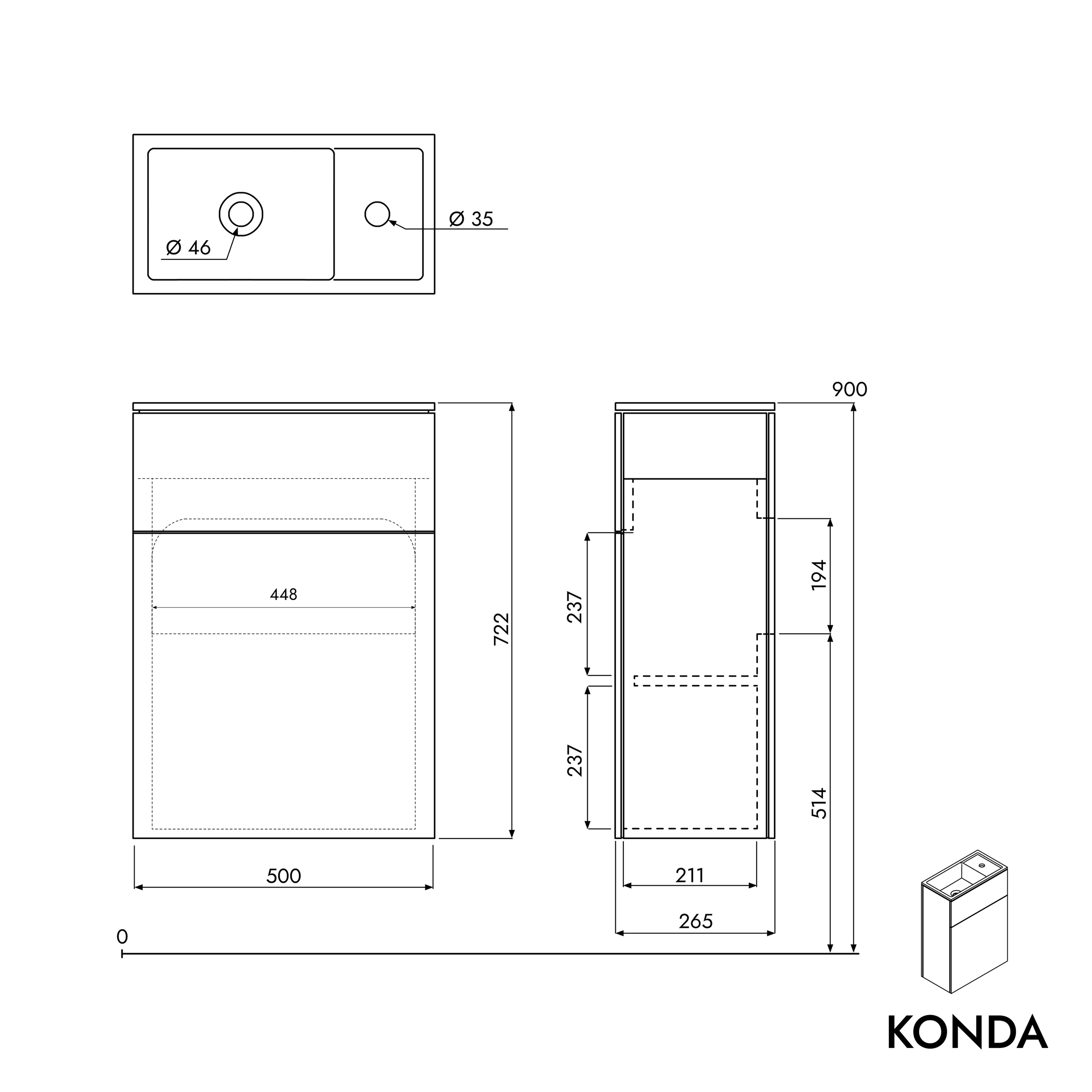 Toaletní stolek KONDA 50 cm 