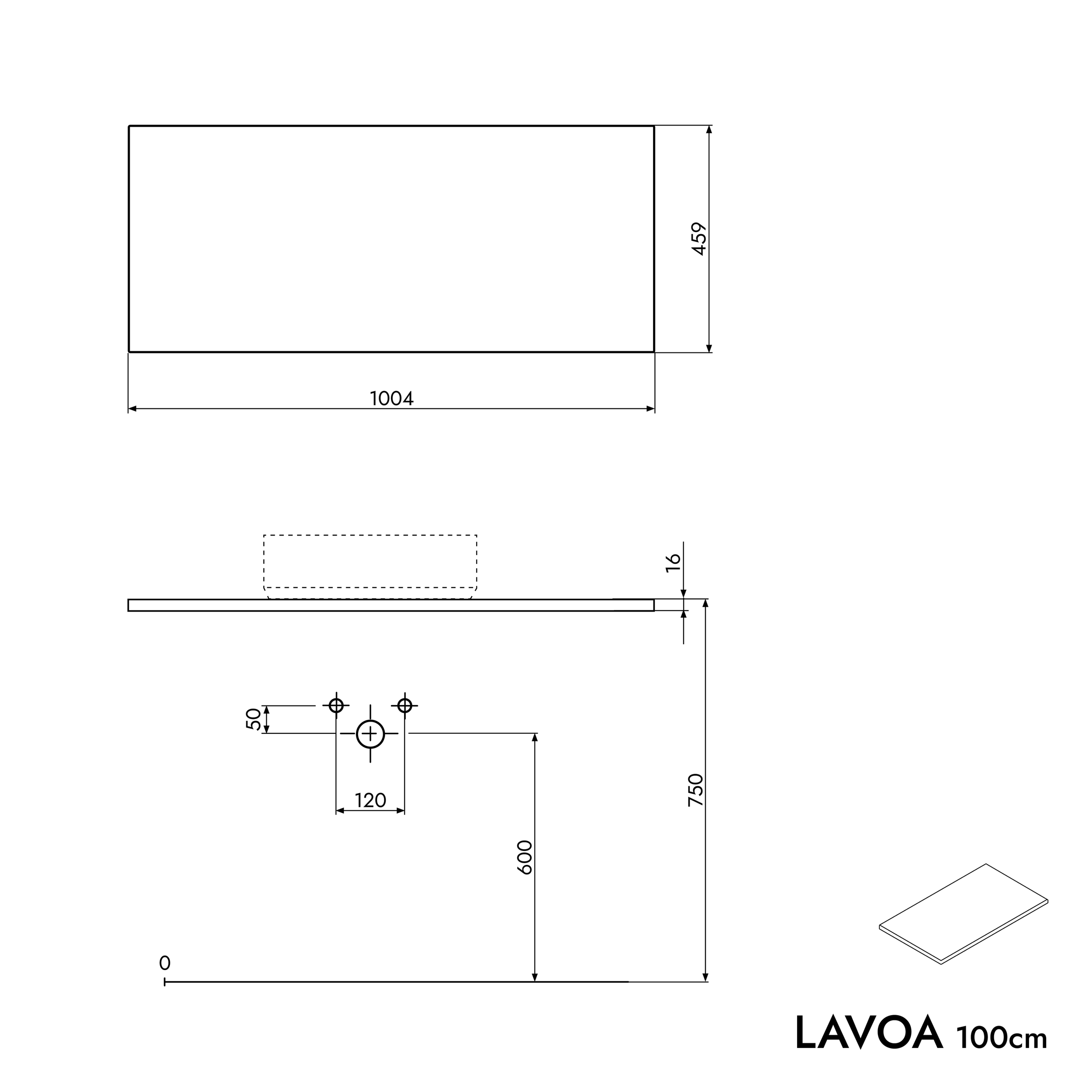 Koupelnová skříňka pod umyvadlo LAVOA 100 cm 