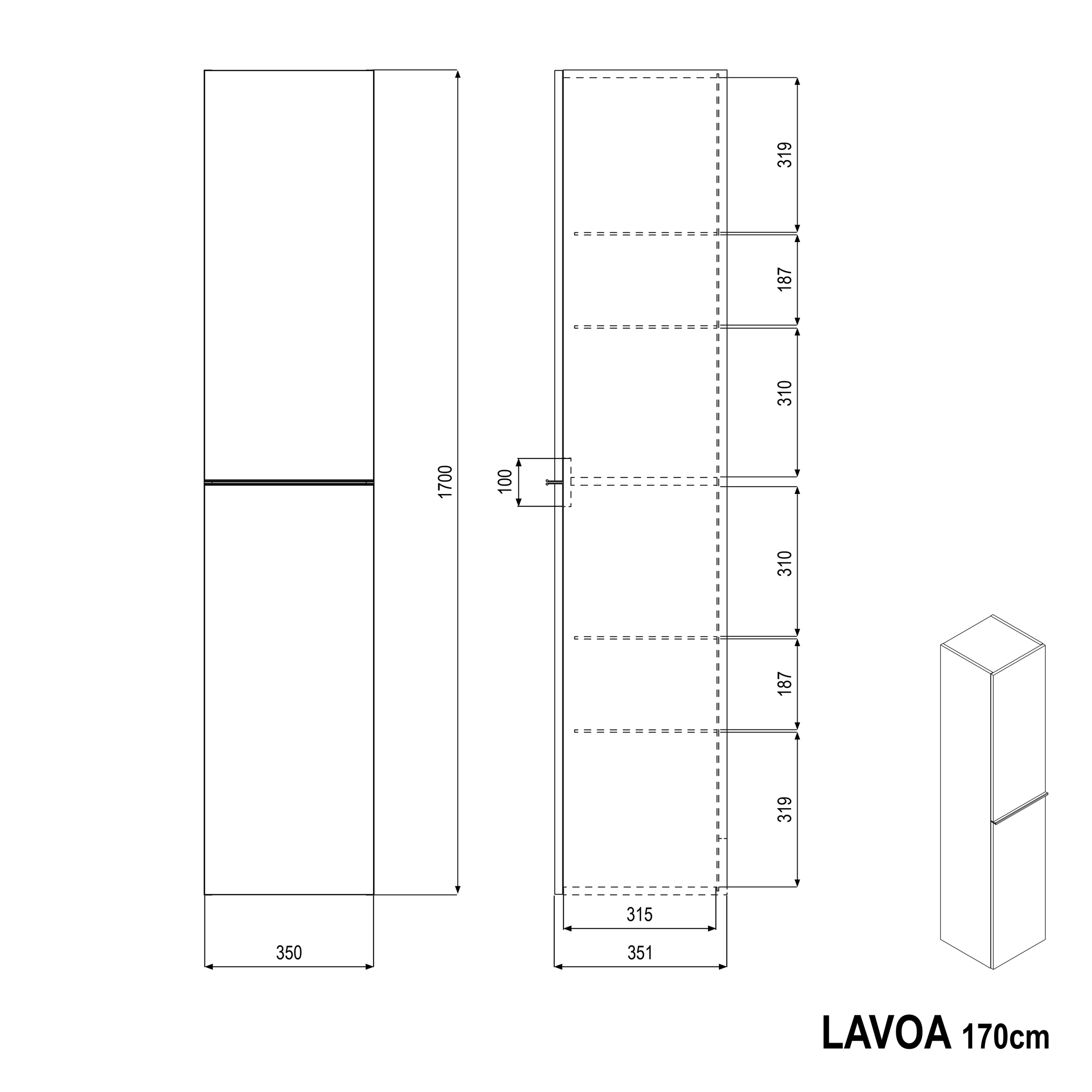 Vysoká skříň LAVOA 170 cm