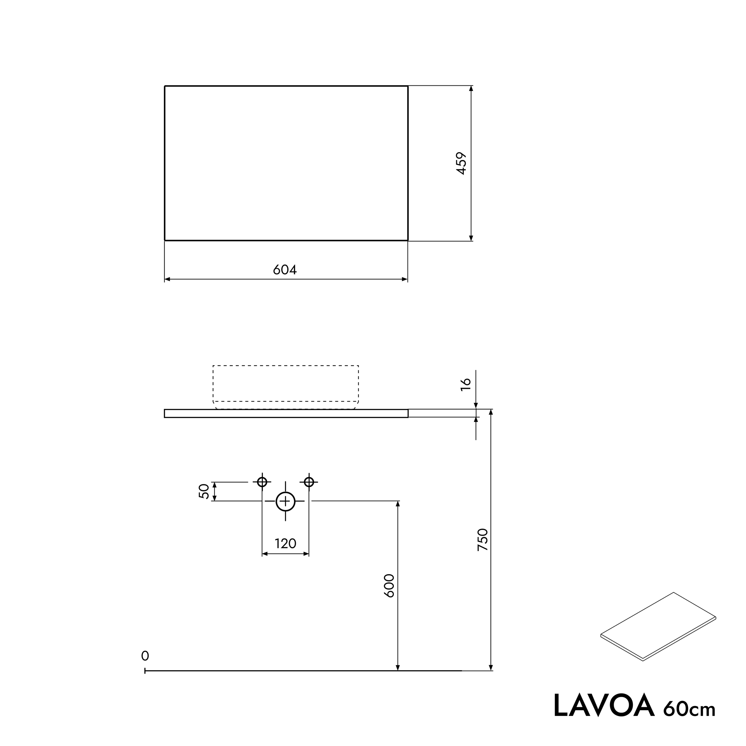 Koupelnová skříňka pod umyvadlo LAVOA 60 cm