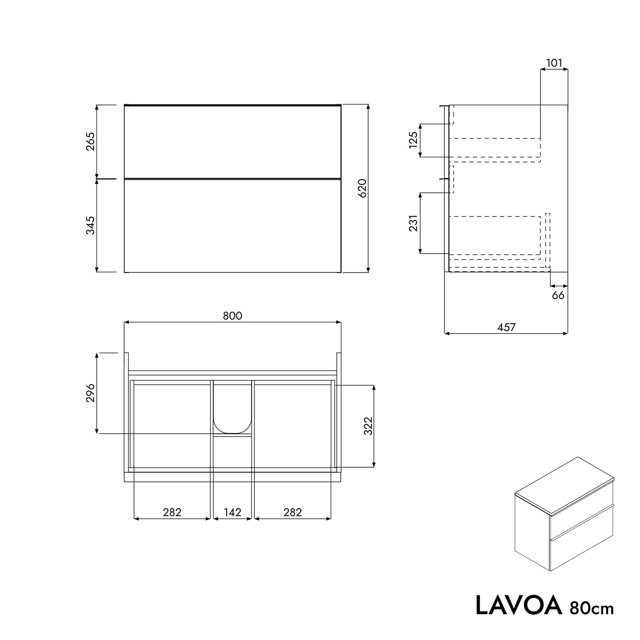 Koupelnová skříňka pod umyvadlo LAVOA 80 cm