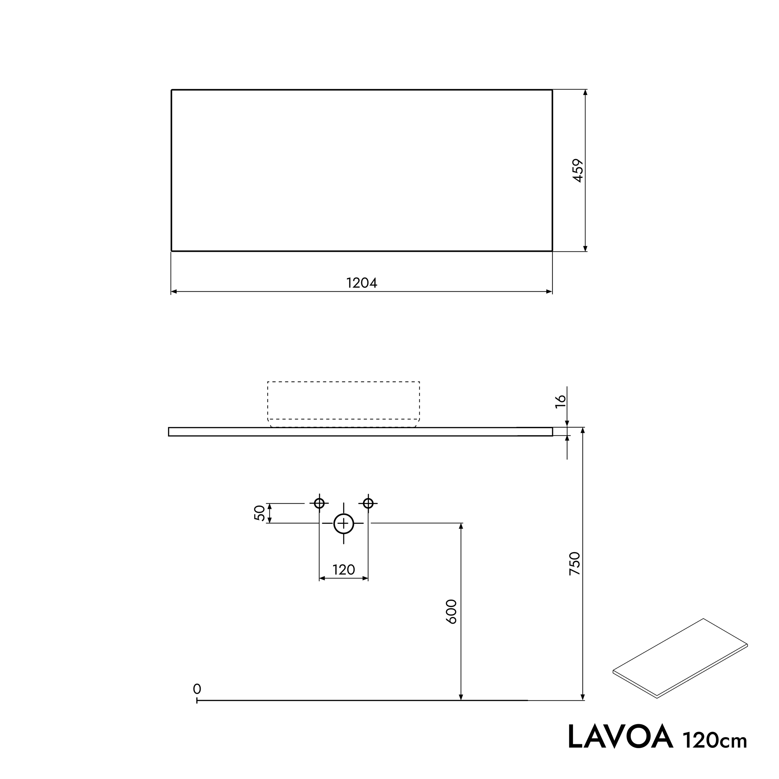 Koupelnová skříňka pod umyvadlo LAVOA 120 cm