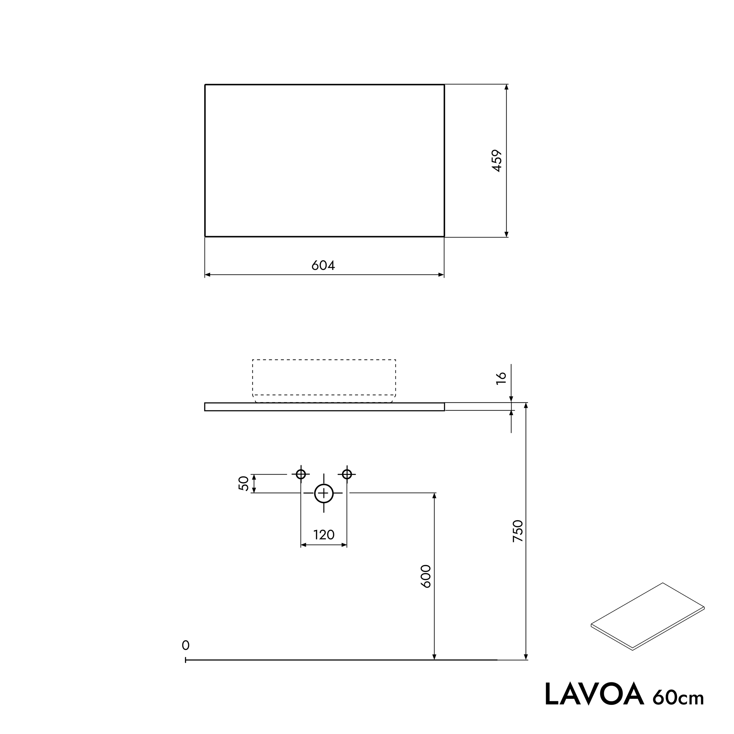 Koupelnová skříňka pod umyvadlo LAVOA 60 cm