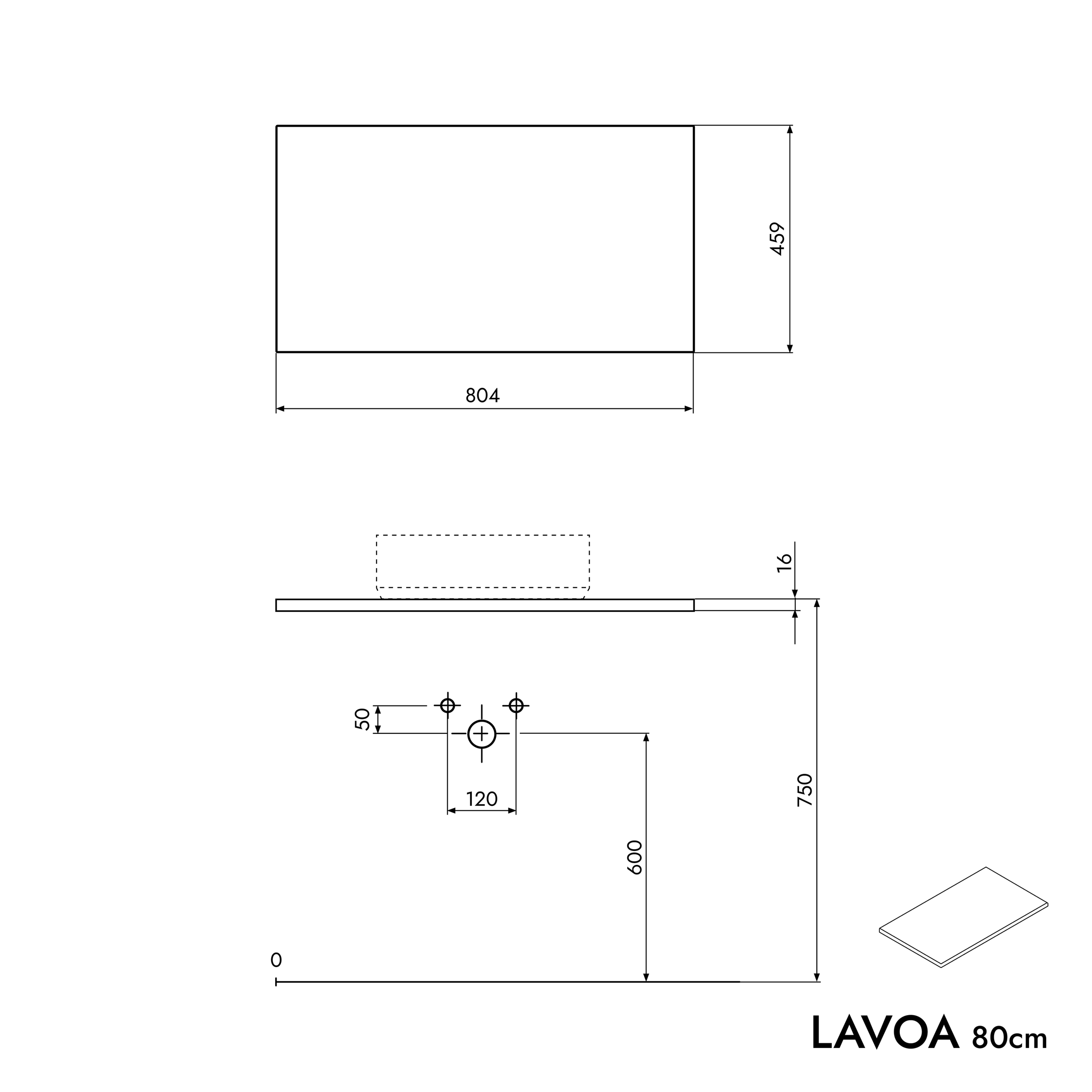 Koupelnová skříňka pod umyvadlo LAVOA 80 cm