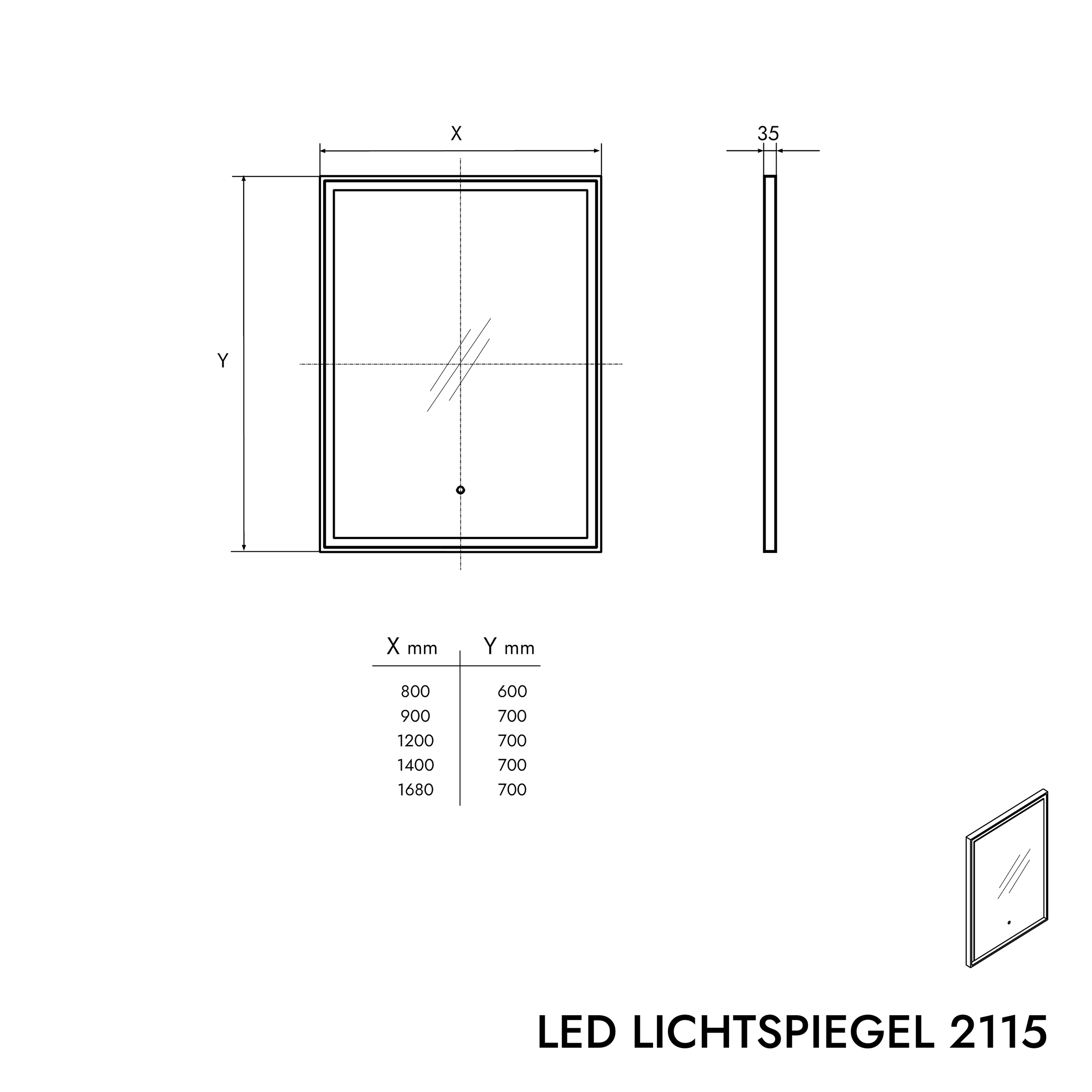 LED světelné zrcadlo 2115