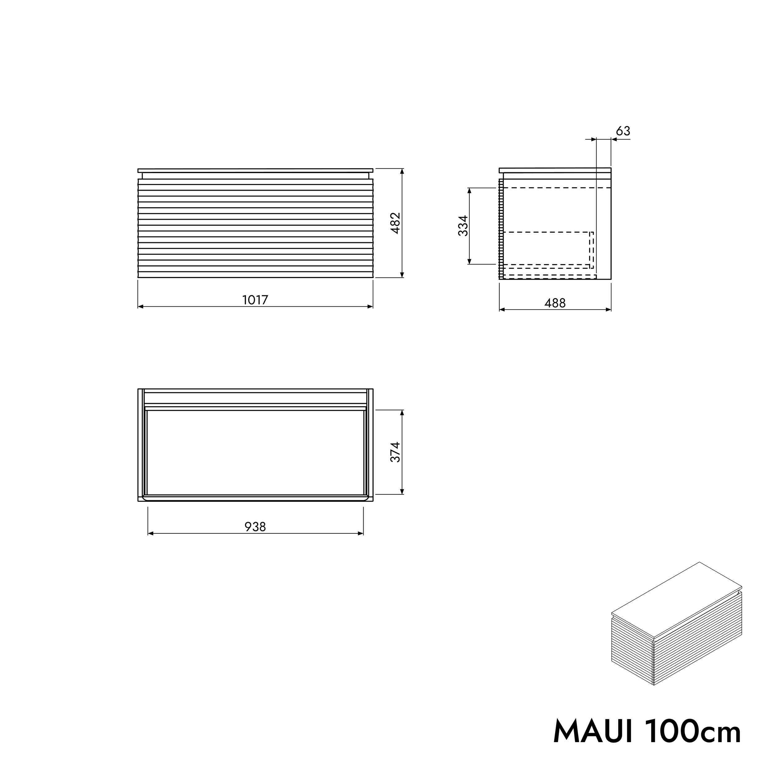 Skříňka pod umyvadlo MAUI 100 cm