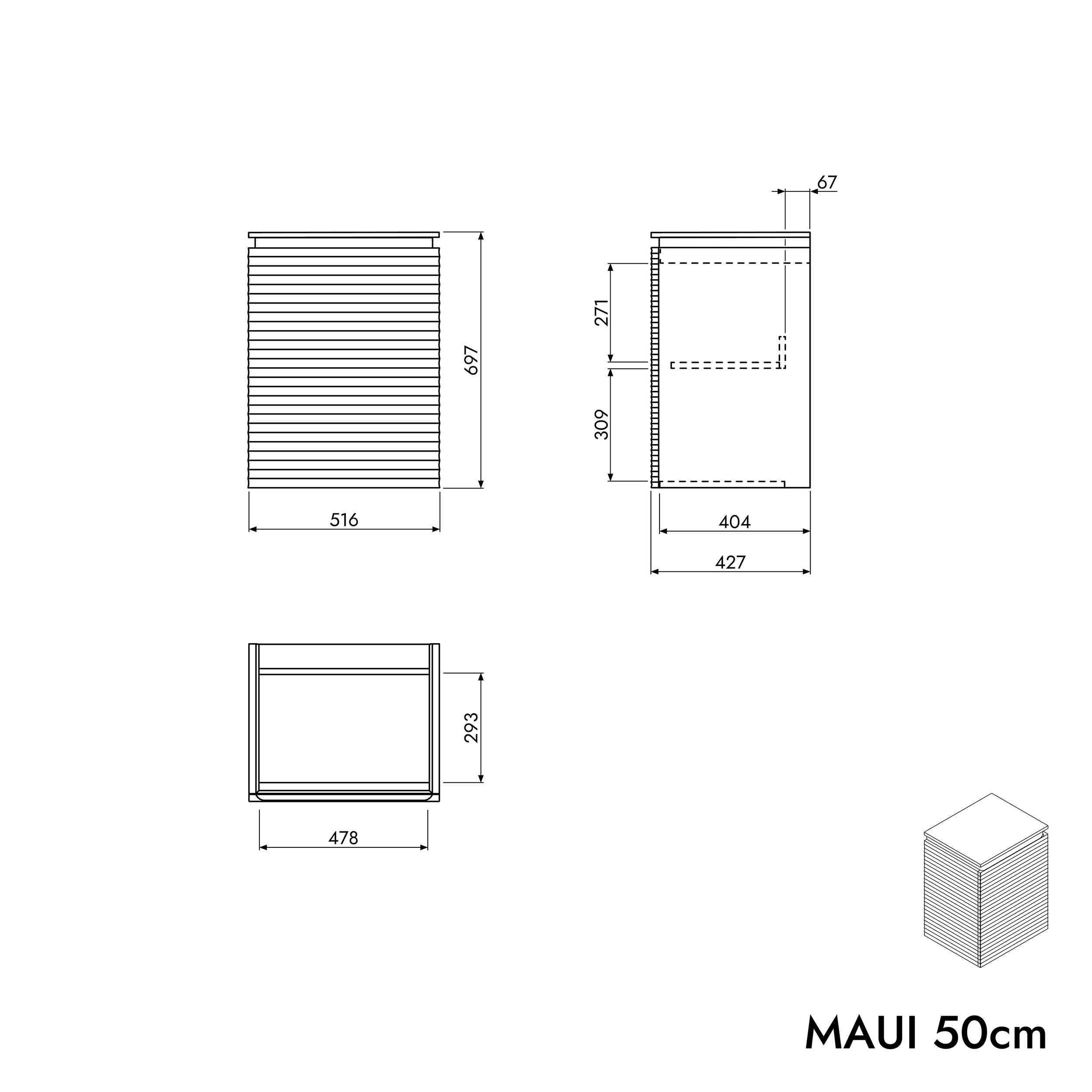 Skříňka pod umyvadlo MAUI 50 cm