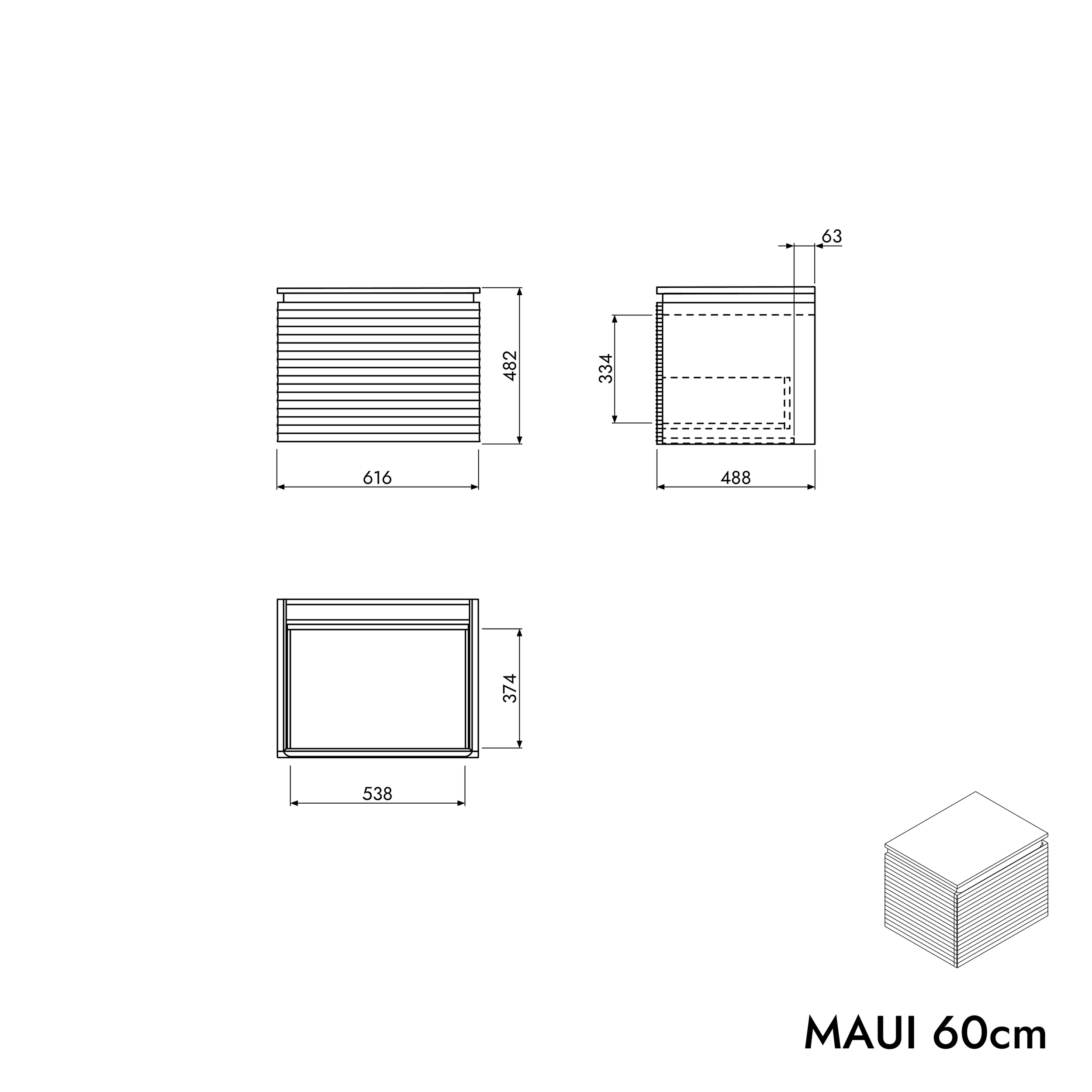 Skříňka pod umyvadlo MAUI 60 cm