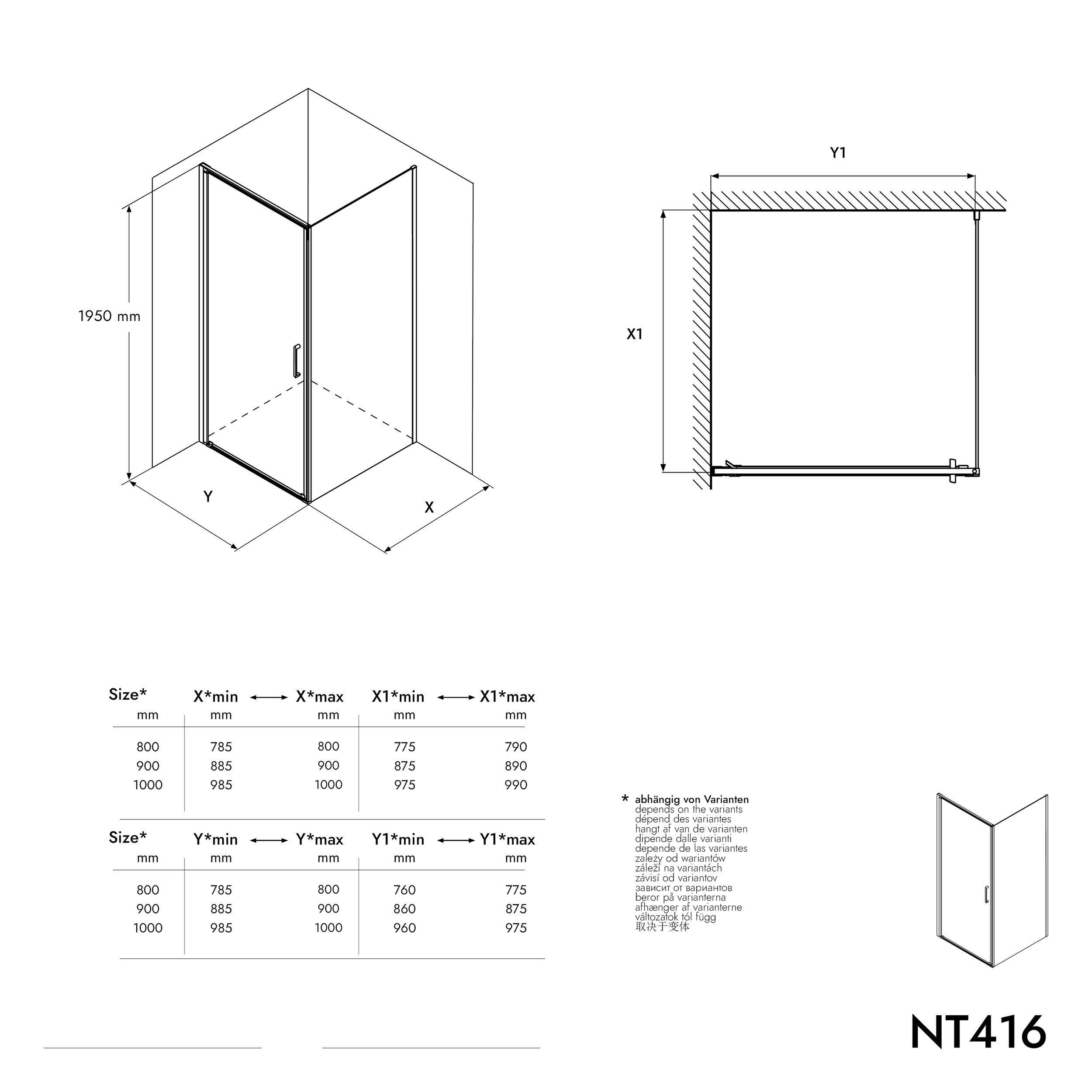 Sprchový kout rohový 8 mm nano sklo EX416 - 100 x 100 x 195 cm 