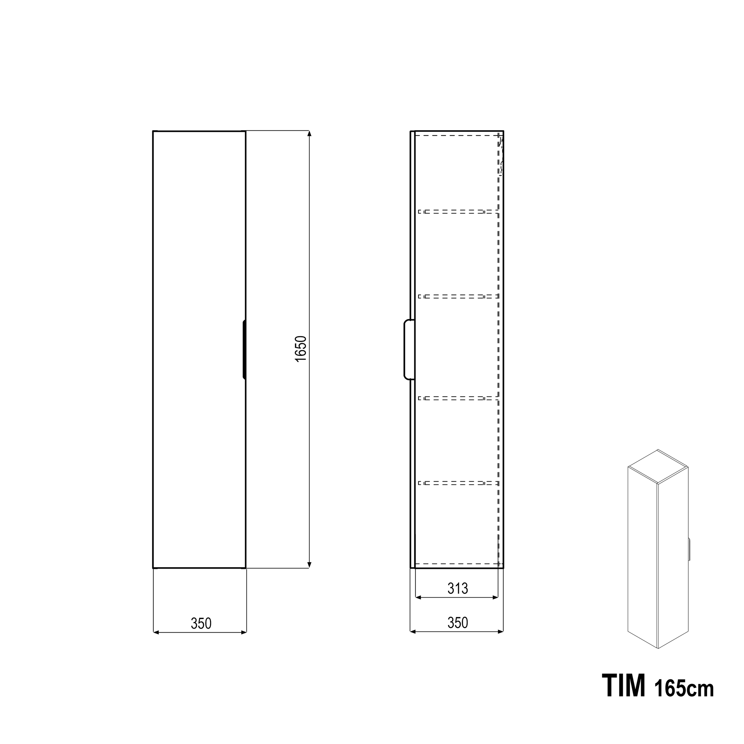 Vysoká skříňka TIM 165 cm