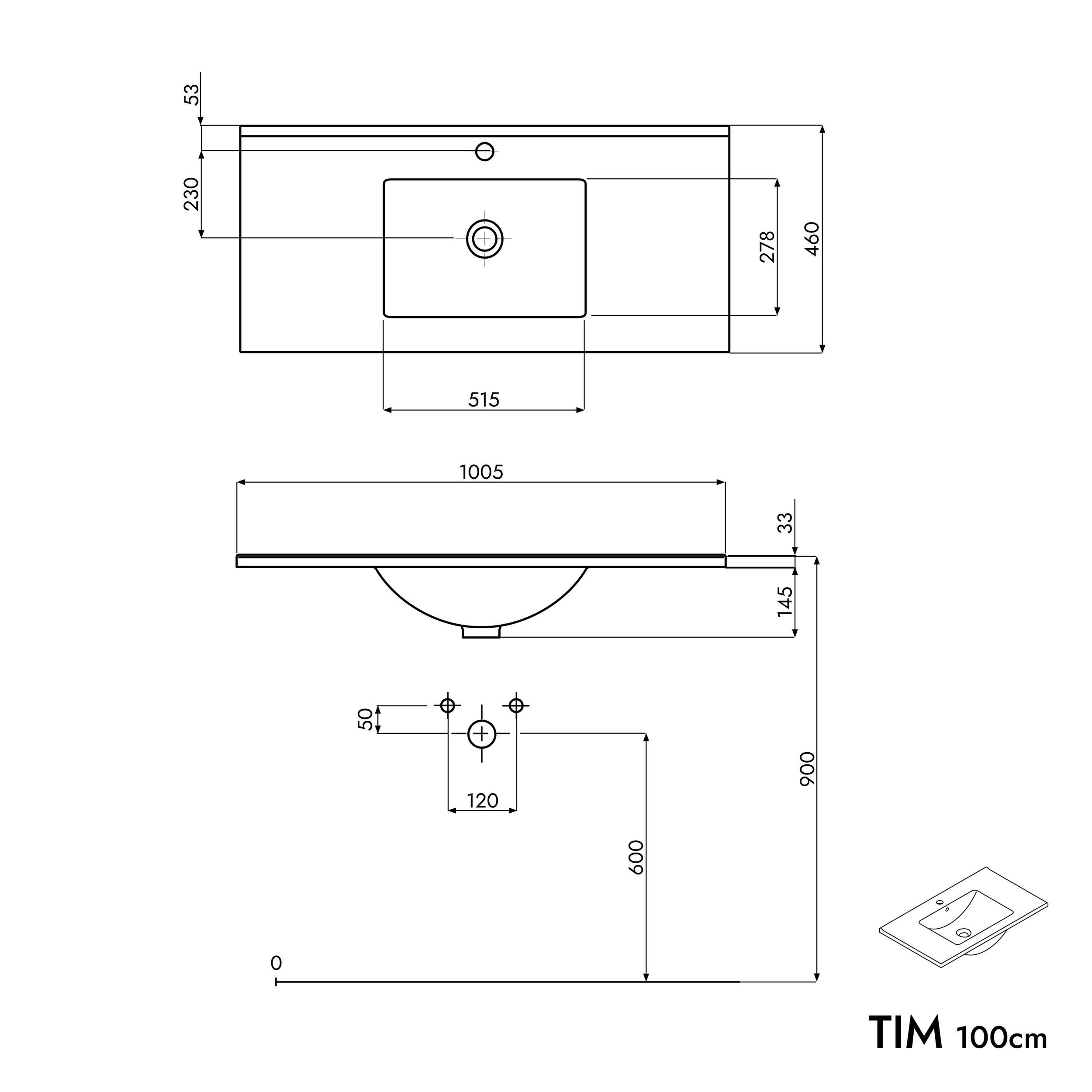 Koupelnový set TIM 100 cm s umyvadlem