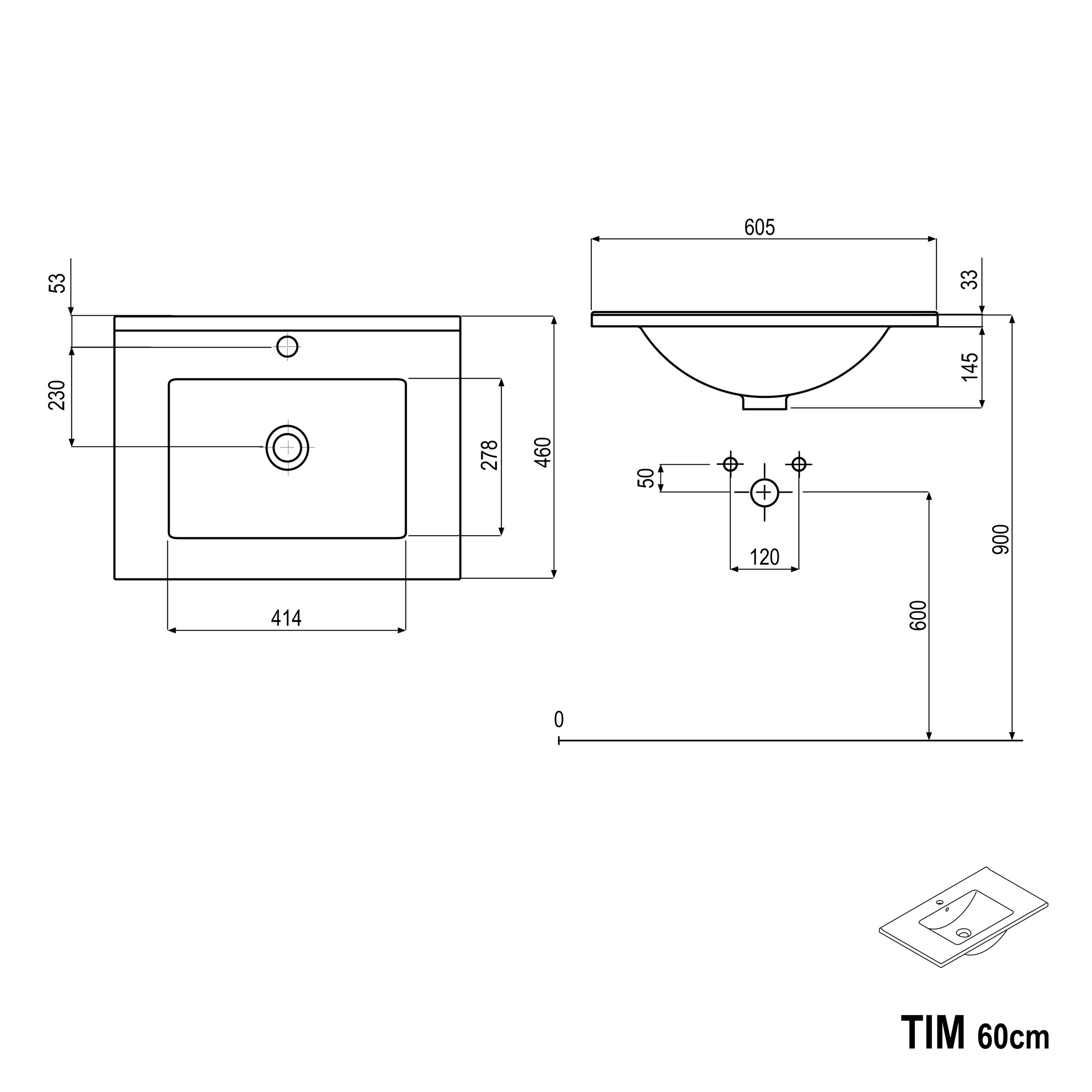 Koupelnová skříňka s umyvadlem TIM 60 cm