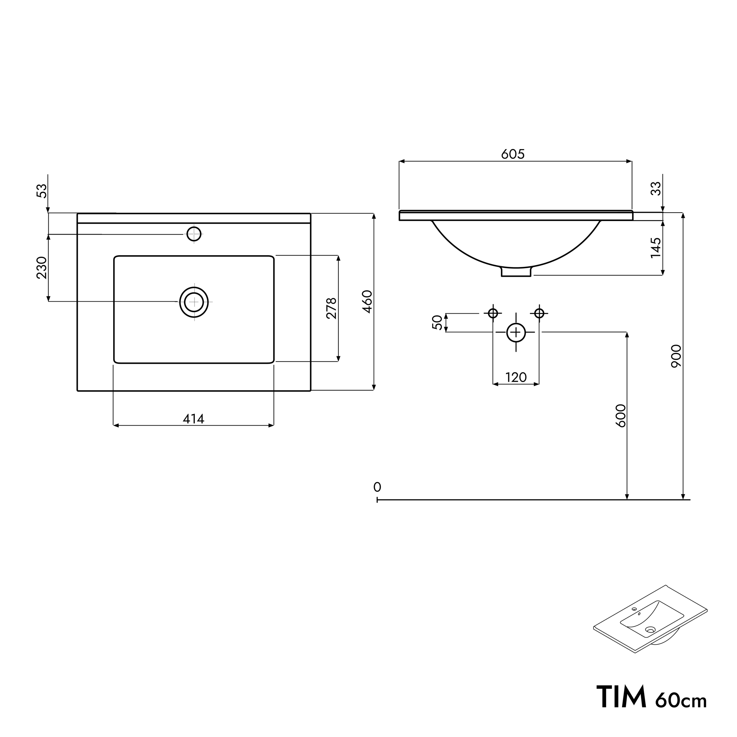 Koupelnový set TIM 60 cm s umyvadlem
