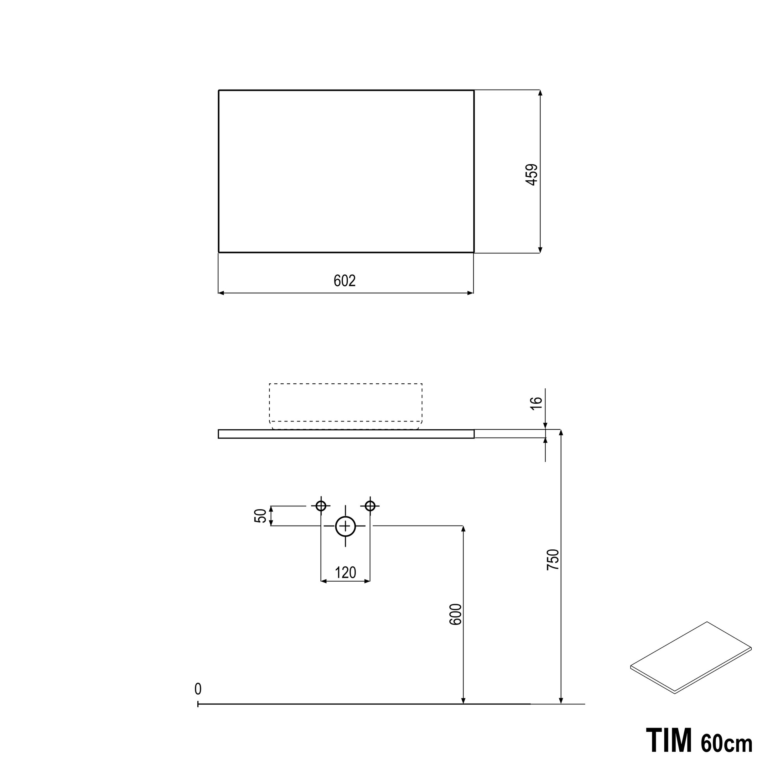 Koupelnová skříňka pod umyvadlo TIM 60 cm 