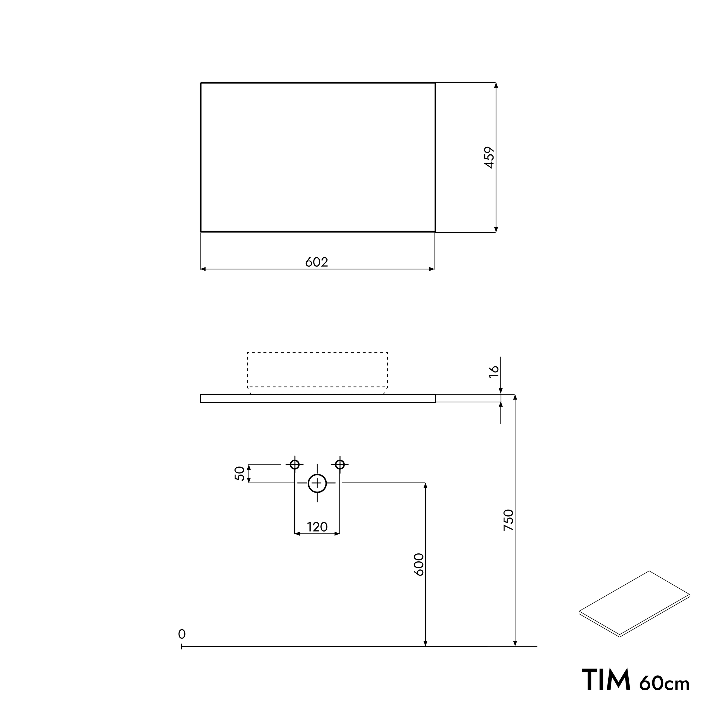 Koupelnová skříňka pod umyvadlo TIM 60 cm 