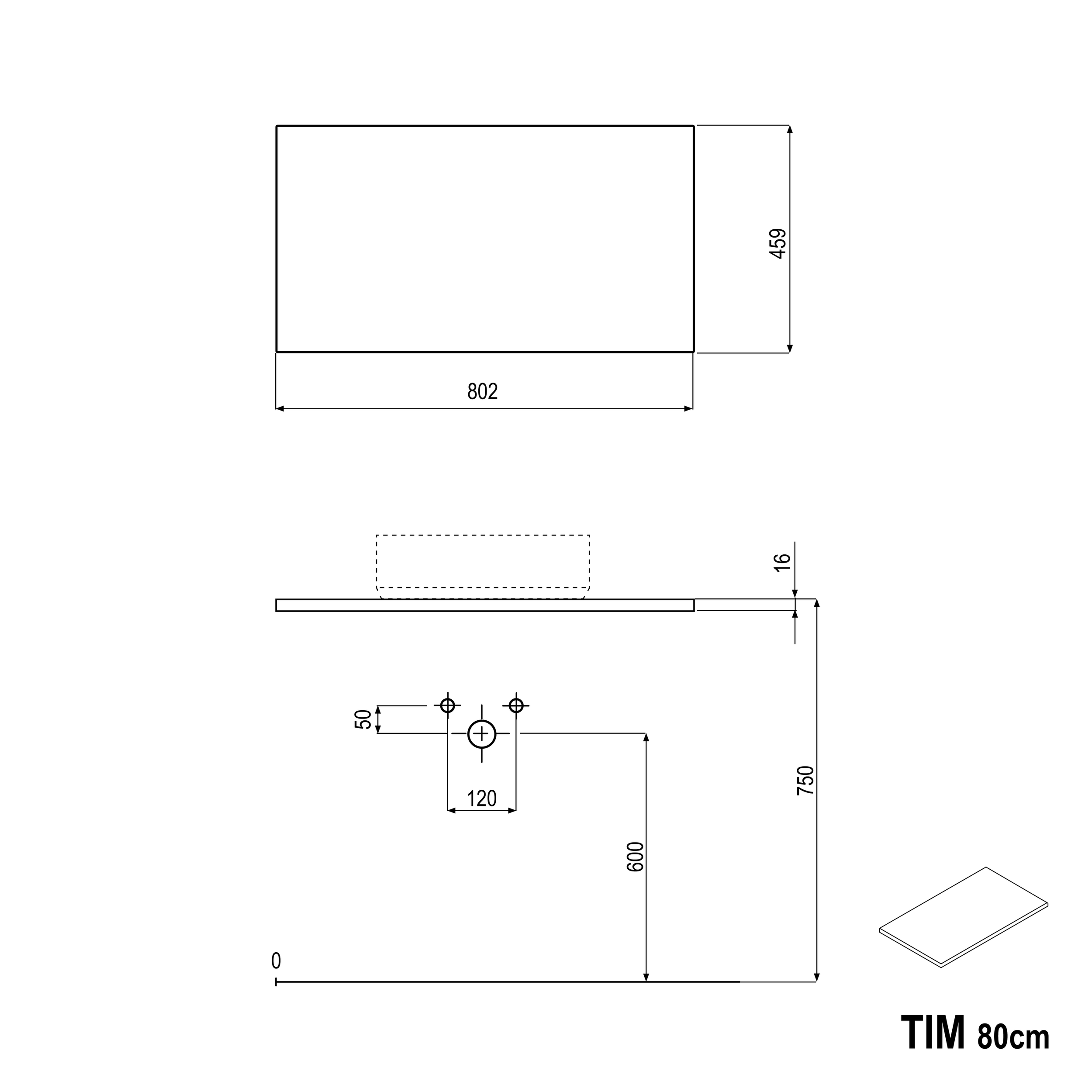 Koupelnová skříňka pod umyvadlo TIM 80 cm