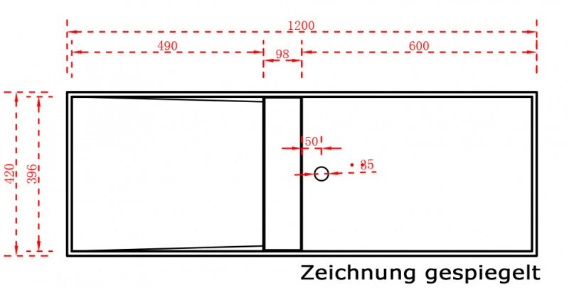 Umyvadlo TWG06 nástěnné i na desku - minerální odlitek - 120 × 42 × 20 cm - bílá matná