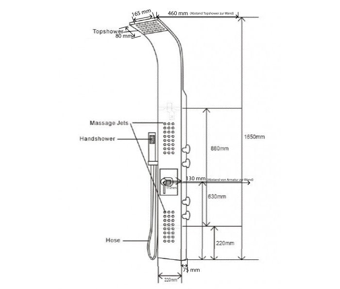 Sprchový panel s termostatem SEDAL 8815 - černý