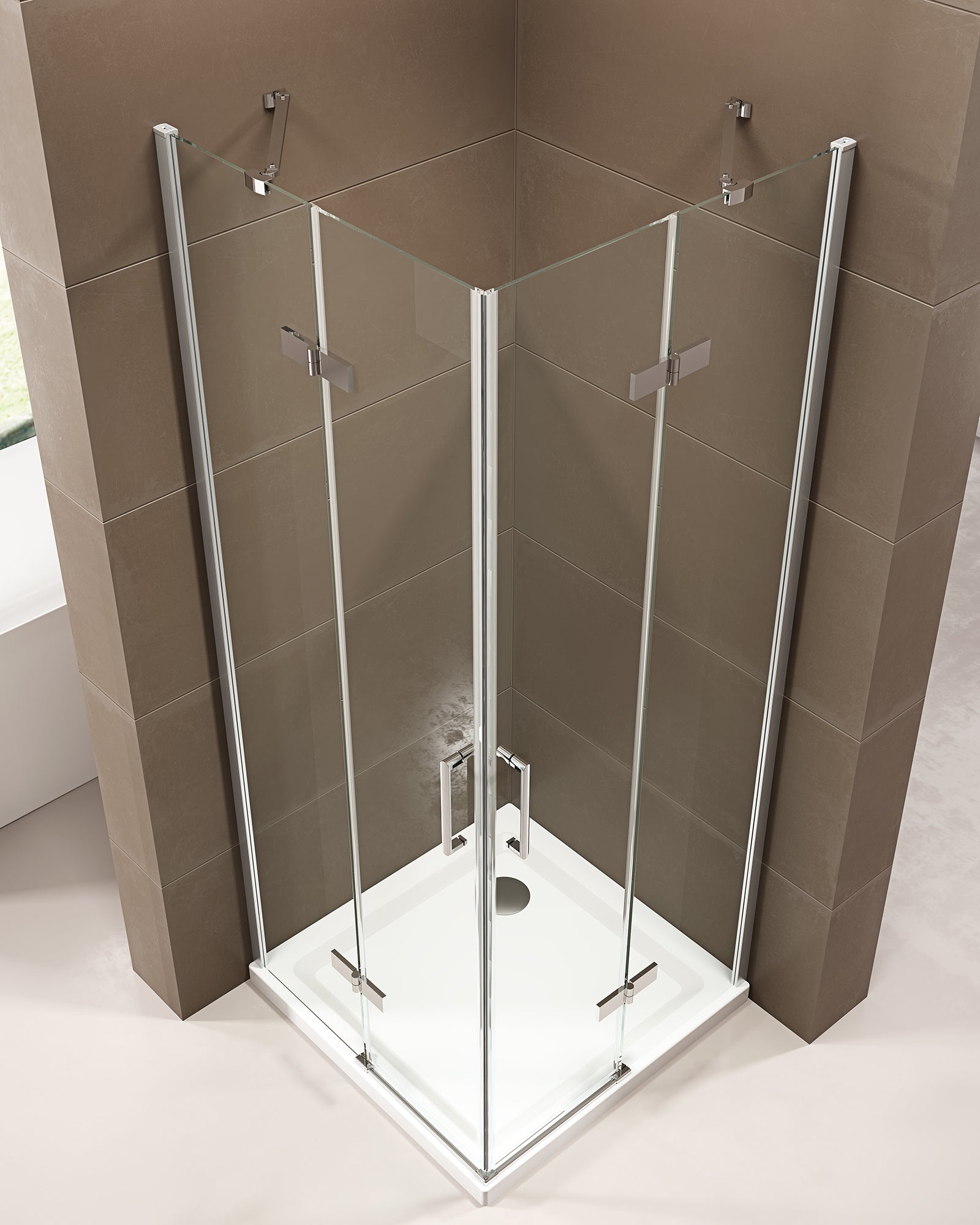 Rohový sprchový kout s otočnými dveřmi EX809 - bezpečnostní sklo Nano ESG - 80 x 80 x 195 cm