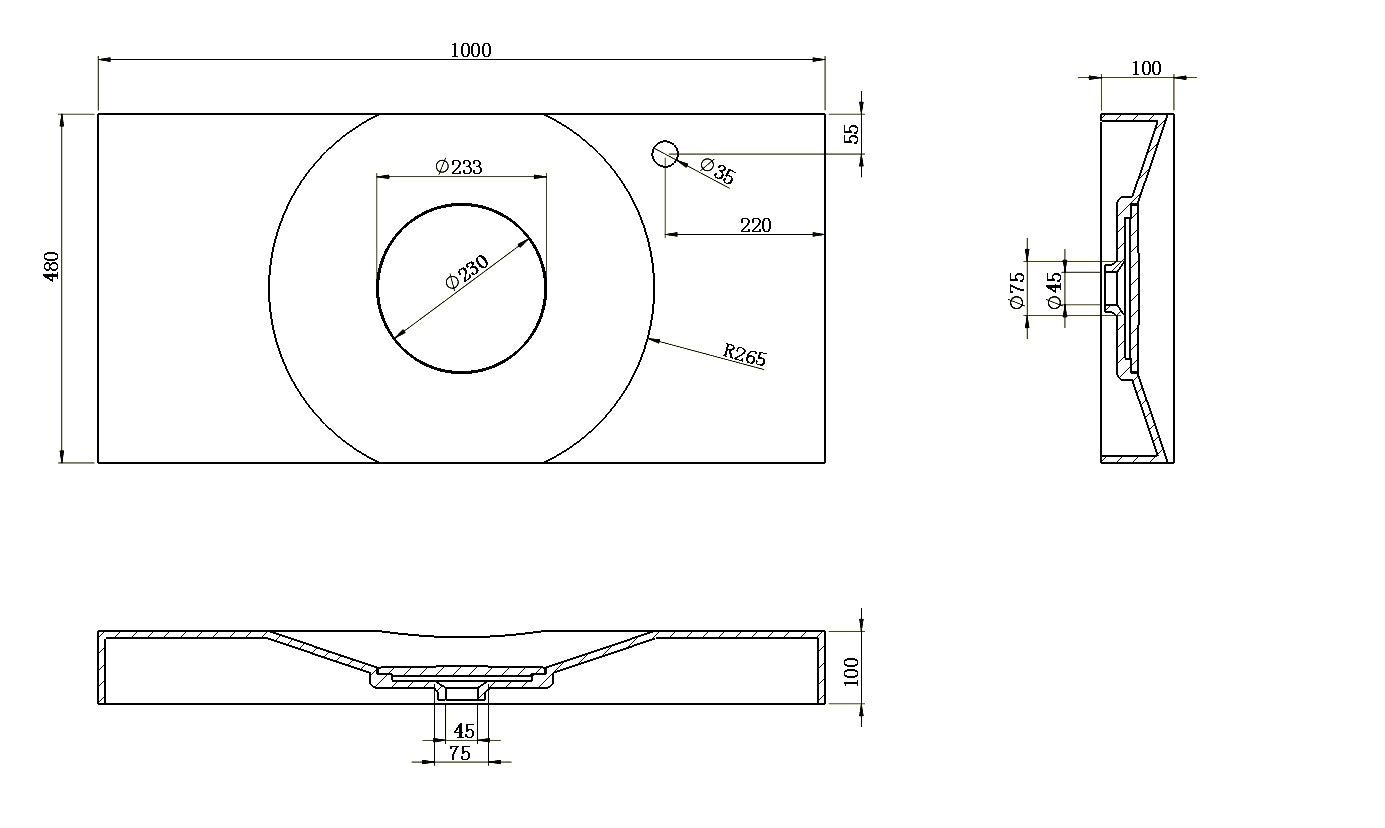 Umyvadlo BS6059 nástěnné i na desku - 100 x 48 x 10 cm - bílá barva