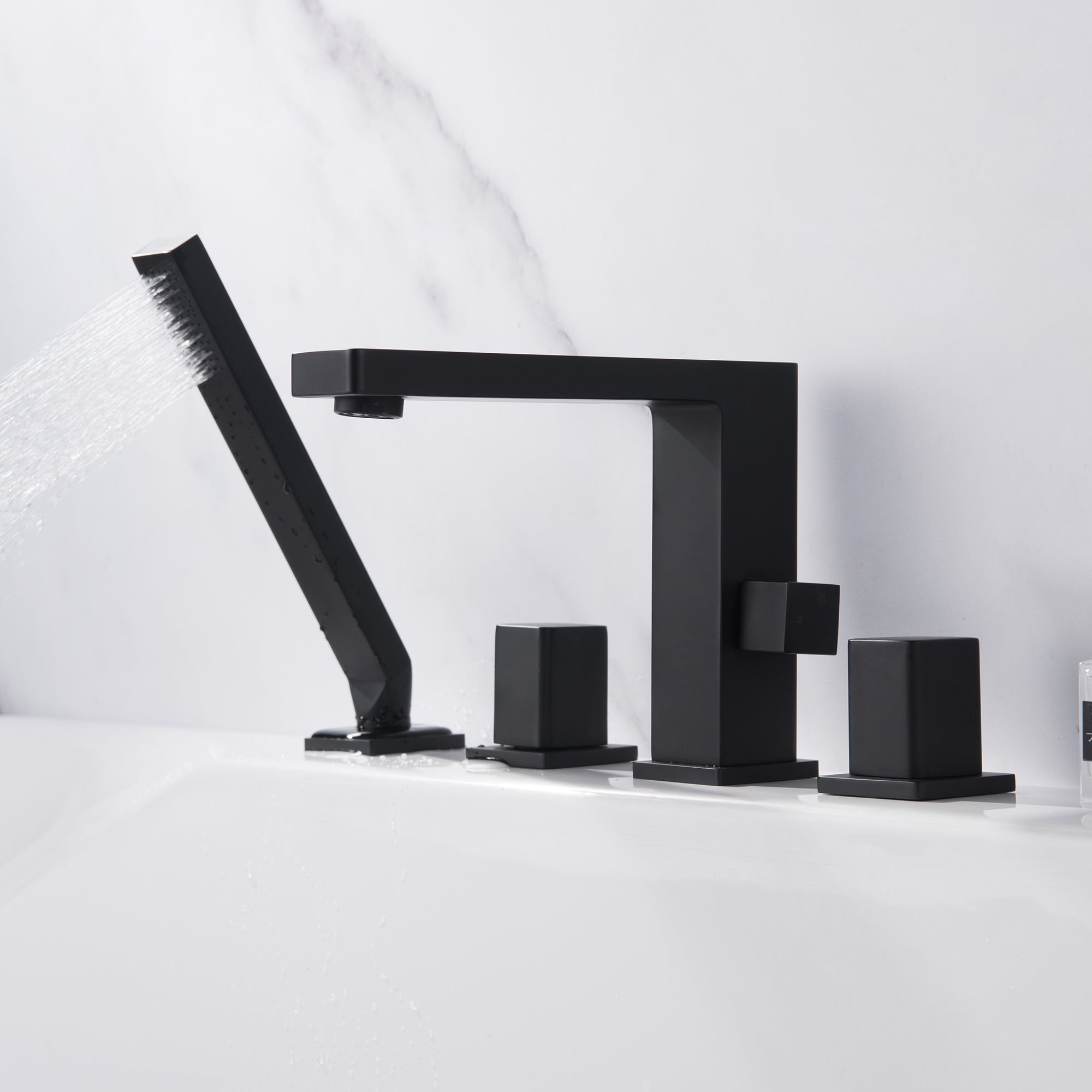 Designová baterie na okraj vany 6081B, 4-otvorová instalace - černá